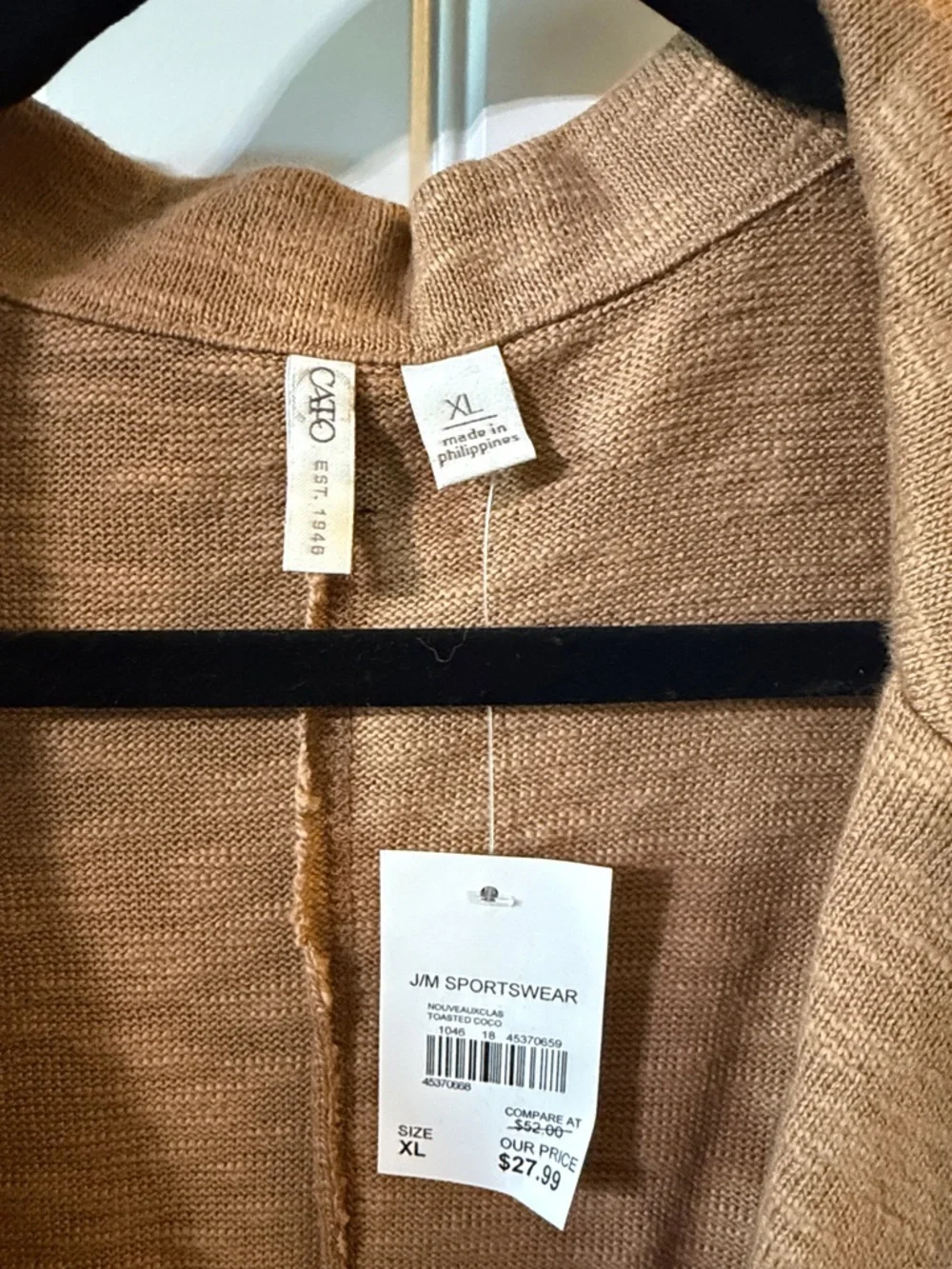 Lightweight Open Front Cardigan Jacket in Camel - Picture 4 of 5